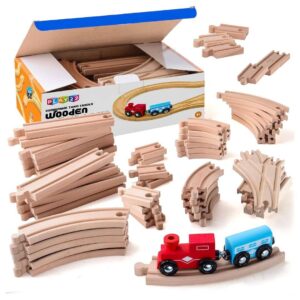 Wooden Train Tracks 54 PCS Compatible Major Brands